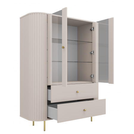 Witryna beżowa szeroka 120 cm zaokrąglone boki frez 112 OLIVO